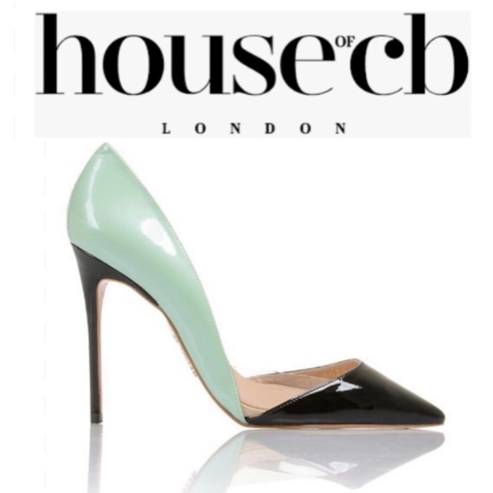 House of CB Roma Stilleto Heels Black/Mint Size: 7